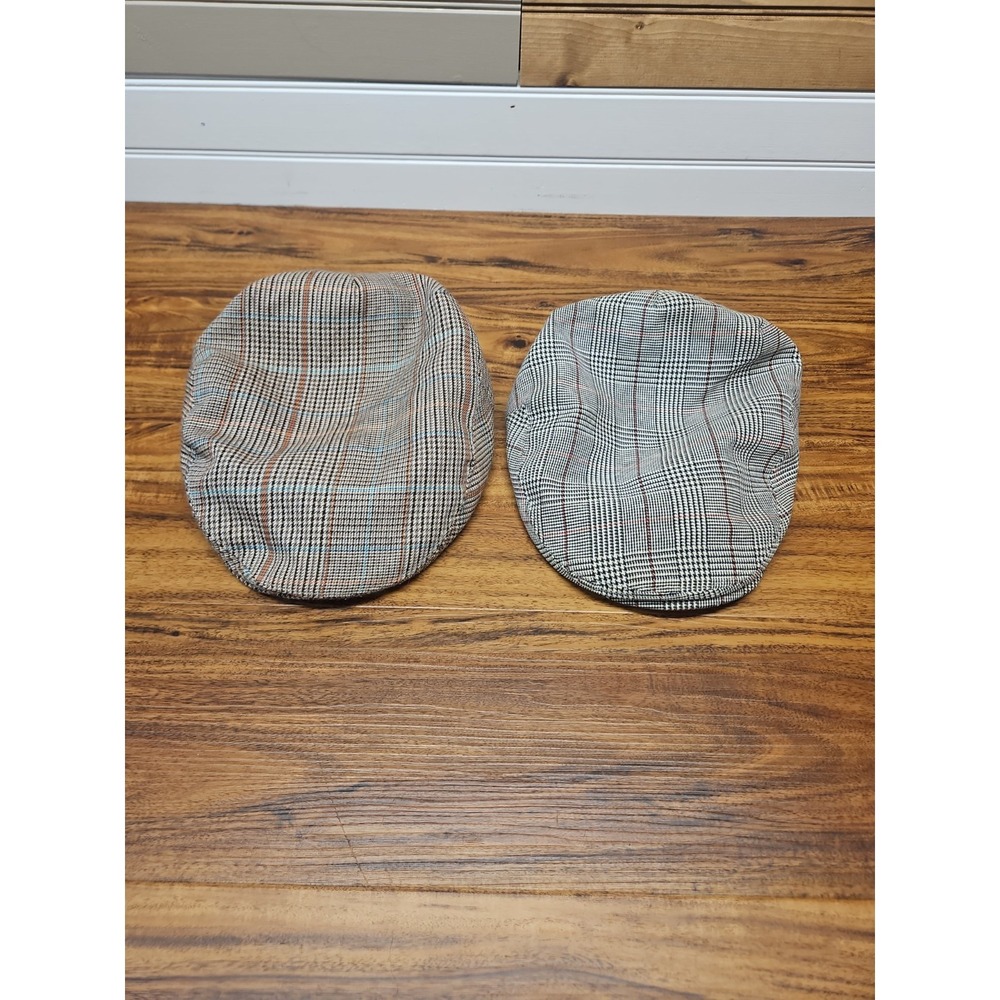 Lot Of 2 Wonderful Fashion Plaid Cabbie Newsboy Hat Size Lg